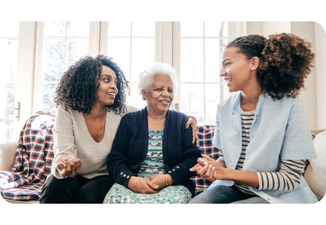 Image of a nurse collaborating with a family to develop a personalized care plan.